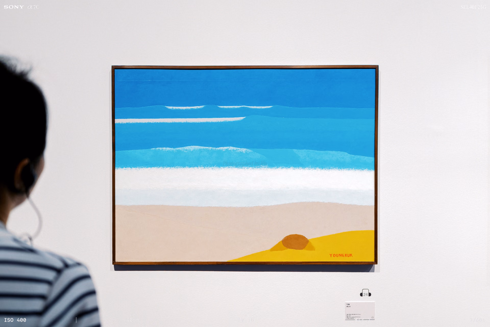 Sand, waves and a single brown stone