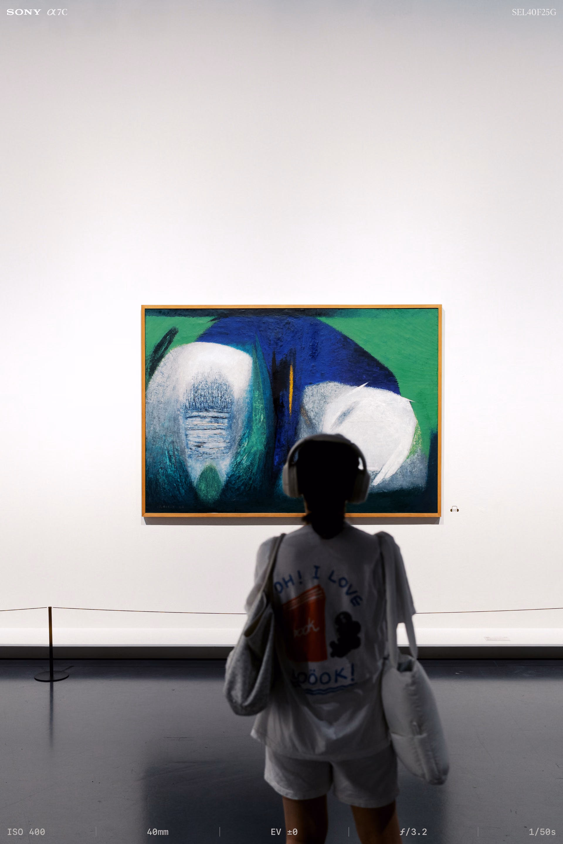 Two white masses on a green ground