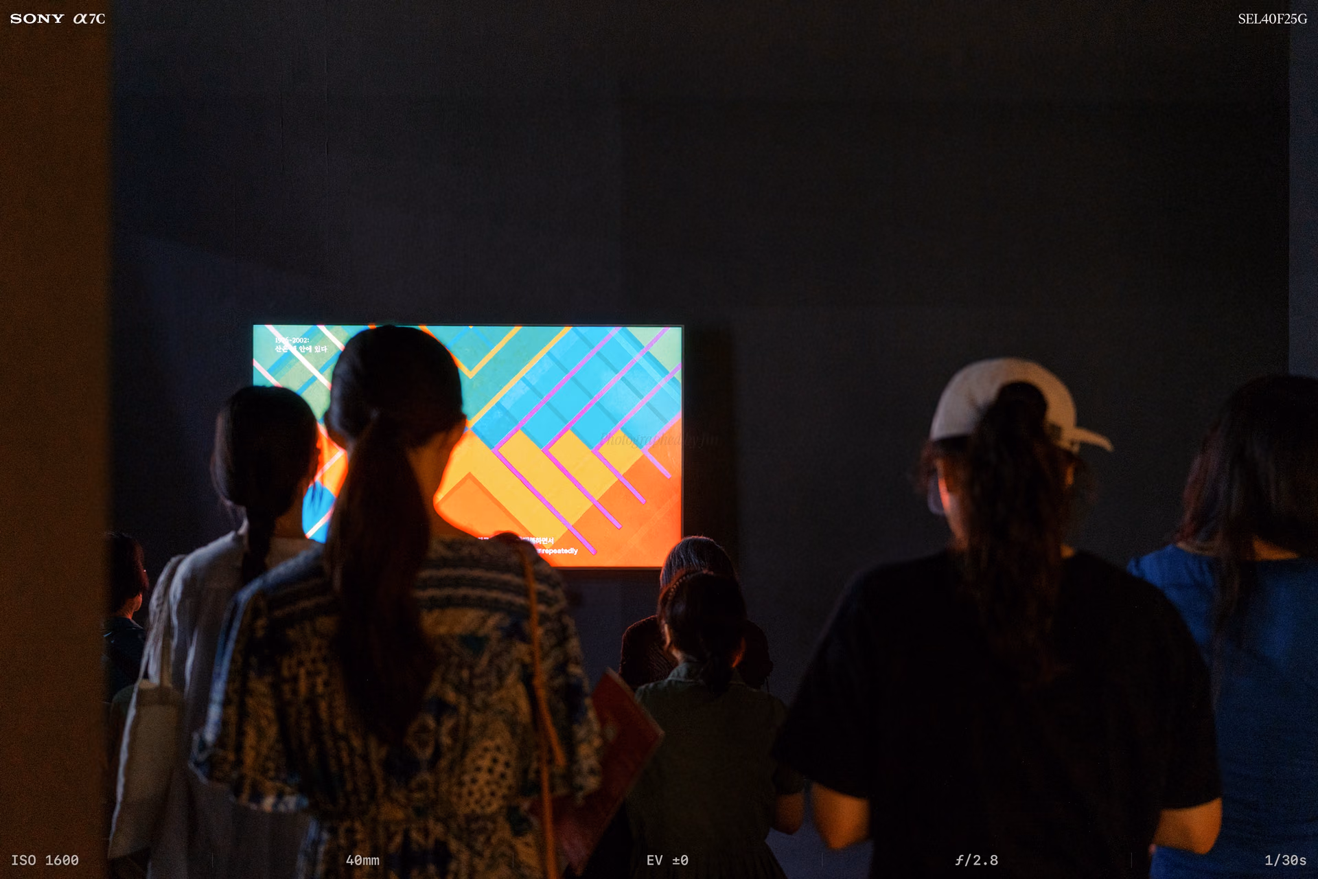 People standing before a documentary screen